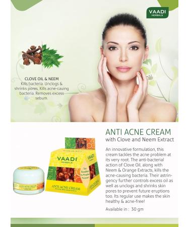 Vaadi Herbals Anti Acne Skin Cream - Reduce Fine Lines Scars & Blemishes | Effective Pimple & Blackhead Treatment - Buy Online on GoSupps.com