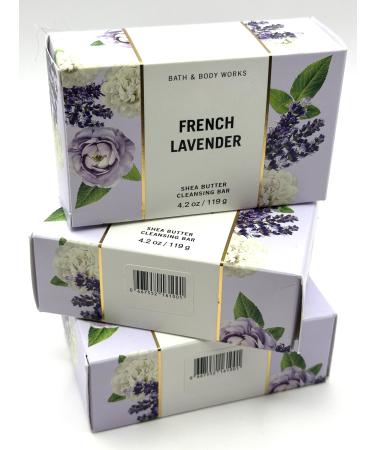 LOT 3 FRENCH LAVENDER Shea Butter Cleansing Soap Bar 4.2 oz ea