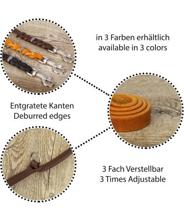 Buy COPCOPET Fat Leather 3-Way Adjustable Dog Leash - 100% Handmade in Germany - Soft Braided Leather with Chrome Carabiners | 3.50m x 12mm Brown - Buy Online on GoSupps.com
