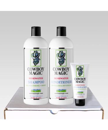 Cowboy Magic Shampoo + Conditioner 32 Ounce Bottles Detangler and Shine 4oz