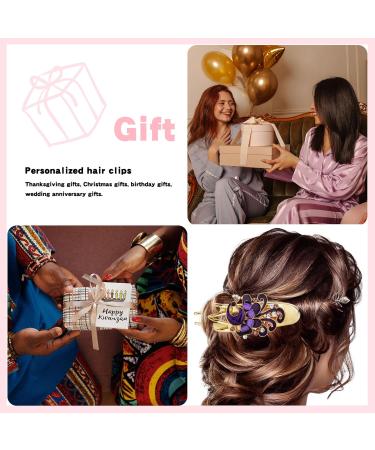 GlobleGarden Hair Clips Alloy Crystal Hair Stone Braided Jaw Clip Peacock Three Teeth Clip Duckbill Clip Women Hair Accessories (Purple) - Buy Online on GoSupps.com