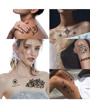 Zayvor 45 Sheets Temporary Tattoos - Waterproof 3D Tiny Black Handrawn Designs for Men and Women - Skull, Tribal, Maori, Tiger, Lion - Realistic Fake Body Art Sticker Set - Buy Online on GoSupps.com
