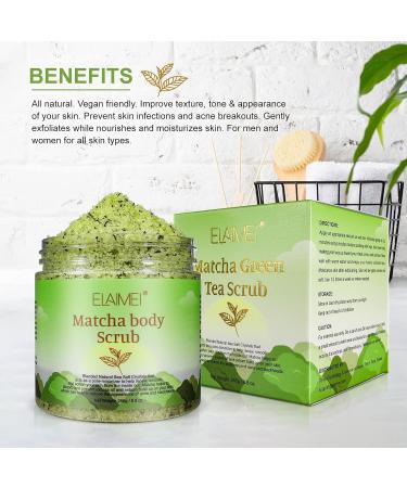PEPHUCA Matcha Body Scrub - 100% Natural Green Tea Face Body & Foot Scrub with Dead Sea Salt Exfoliator Moisturizes Nourishes and Smoother Skin - Buy Online on GoSupps.com