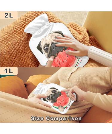 NAANLE Pug Dog Watermelon Heat Bottle | 1L Transparent Hot Water Bottle for Bed Hand & Feet Warmer | Pain Relief & Cold Therapy - Buy Online on GoSupps.com