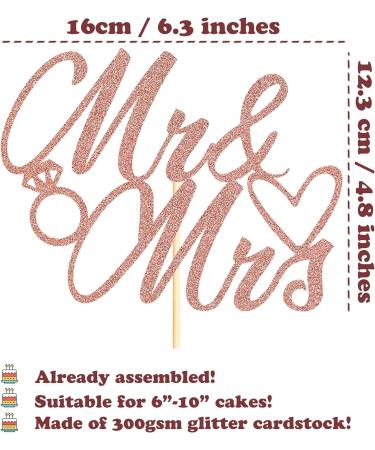 Sotpot 1 Pack Mr Mrs Cake Topper Rose Gold Glitter Love Mr Mrs Cake Pick Wedding Party Decorations Bridal Shower Wedding Cupcake Decoration Party Supplies Rose Gold - Wedding Cake Topper - Buy Online on GoSupps.com