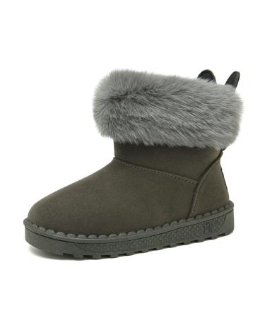 Yeeteepot Baby Girls' Winter Booties Boys Warm Lined Snow Boots Plush Shoes Kids Anti-Slip Ankle Boots Indoor Soft Soled Toddler Shoes Flat Booties 10 UK Child B Grey