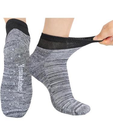 Yomandamor 5 Pairs Men's Bamboo Non-Slip Diabetic Low-Cut Socks (Size 10-13, Black) - Buy Online on GoSupps.com