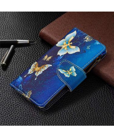Miago Gold Butterfly Leather Wallet Case for Huawei Y5 2019 - 9 Card Slots Colorful Zip Flip PU Leather Protective Cover - Buy Online on GoSupps.com