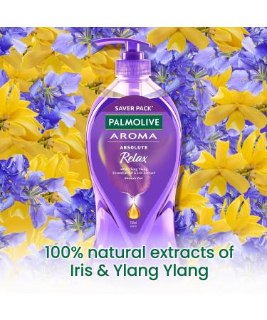 PalmoLive Aroma Absolute Relax Body Wash 750ml - 100% Natural Ylang Ylang & Iris Extracts | pH Balanced Shower Gel for Soft Skin | Unisex Body Wash - International Shipping Available - Buy Online on GoSupps.com