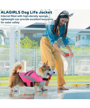 ALAGIRLS Dog Life Jacket - Pink Dog Costume for Swimming Pool Beach & Boating | Size MM 47-61cm - Buy Online on GoSupps.com