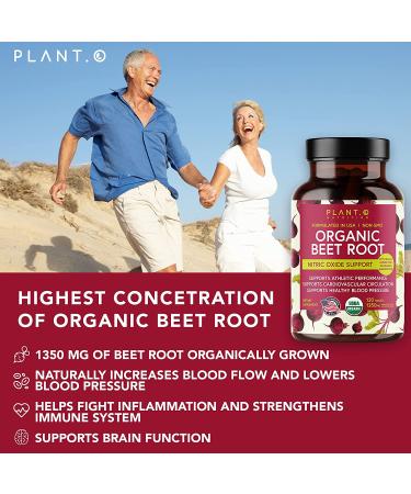 USDA Organic Beet Root Tablets | 1350mg Beets Powder with Black Pepper | Nitric Oxide Supplement for Heart Health & Athletic Performance - Buy Online on GoSupps.com