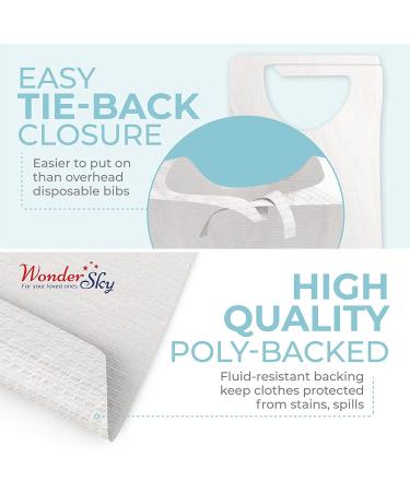 50-Pack White Disposable Adult Bibs for Eating - Large Tie Back Apron Bib for Seniors - Men and Women - Buy Online on GoSupps.com
