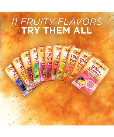 Emergen-C 1000mg Vitamin C Powder with Zinc and B Vitamins - 60 Count, Super Orange Flavor - Buy Online on GoSupps.com