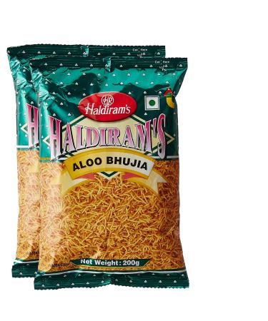 Haldiram's Haldiram Aloo Bhujia 200g (Pack of 2) Spicy Mix of Tasty Ingredients Crispy Aloo Snack Can be added to salads or bhel No Added Preservatives Spicy Potato Sticks