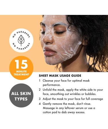 Happy Skin Vitamin C Face Mask with Natural Orange Flower and Ginger for Revived Lifted Skin Treatment Vegan Skin Care No Parabens Cruelty Free Sheet Masks Pack of 5 - Buy Online on GoSupps.com