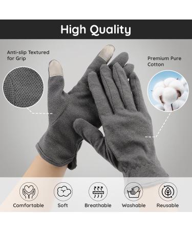 Segbeauty Touchscreen Cotton Gloves for Women - Hand Moisturizing & Non-Slip - 6 Pairs Gray Lotion Gloves for Dry Hands - Buy Online on GoSupps.com