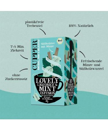 Cupper Organic Herbal Tea - Lovely Liquorice & Mint Peppermint Tea 20 Eco-Friendly Tea Bags (2 Pack) - Fairly Traded - Buy Online on GoSupps.com