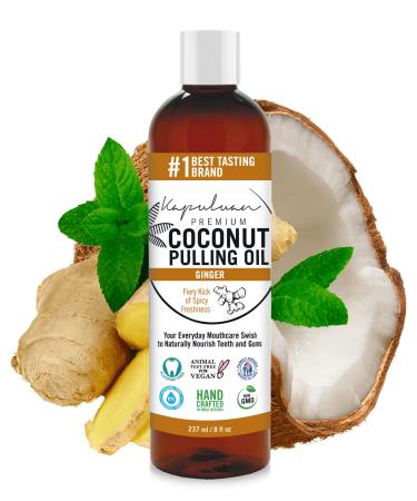 Coconut Pulling Oil for Teeth and Gums Mouthwash 100% Pure and Natural Non-GMO Ayuverdic Refreshing Ginger Essential Oils