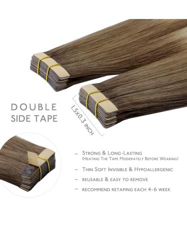 20PCs 40cm Real Hair Tape Extensions - Sand Brown to Platinum Blonde | Remy Invisible Skin Weft Silky Straight Hair Extensions - Buy Online on GoSupps.com