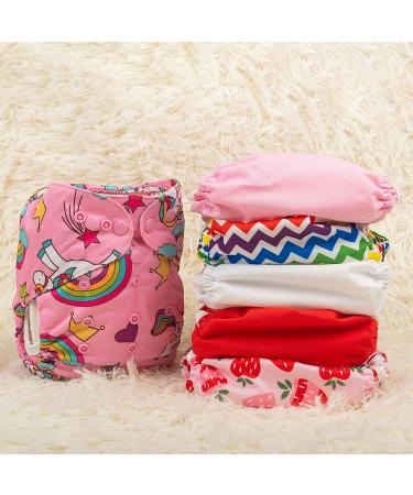Babygoal Cloth Diaper Cover for Girls - Adjustable Reusable Covers (6pcs) + Wet Bag - Girl Color 01 - Buy Online on GoSupps.com