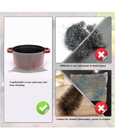 2 Pack Stainless Steel Cast Iron Scrubber - Rectangle Metal Chainmail for Cleaning Cookware, Skillet, Pan, Dutch Oven - Buy Online on GoSupps.com