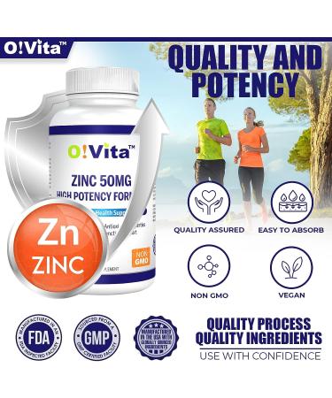 VITA Zinc 50mg High Potency Formula for Immune System Support - 100 Non-GMO Vegan Tablets - Buy Online on GoSupps.com