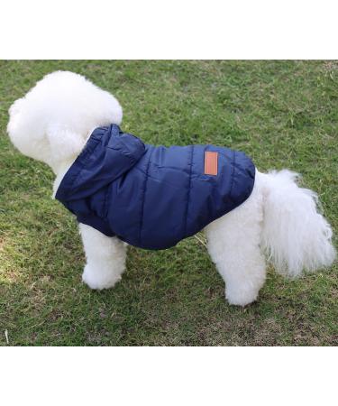 Vecomfy Fleece Lining Small Dog Hoodie Winter Jacket with Hood, Extra Warm Puppy Coat in Blue - Size S - Buy Online on GoSupps.com