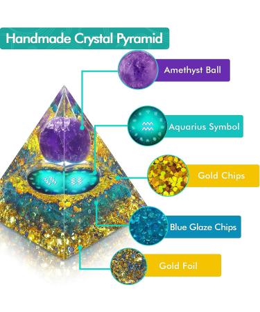 Aquarius Zodiac Amethyst Crystal Pyramid for Positive Energy & Protection | Healing Chakra Stones for Money & Health - Buy Online on GoSupps.com