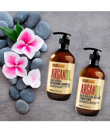 Moroccan Argan Oil Shampoo and Conditioner Set - SLS Sulfate Free - Ideal Gift for Damaged, Dry, Curly, or Frizzy Hair - Thickening Formula for Fine/Thin Hair - Safe for Color & Keratin Treated Hair - Buy Online on GoSupps.com