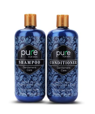 Natural Mens Shampoo and Conditioner Set for Men Daily Hair Care. #1 Pure Shampoo Conditioner for Men for Deep Cleansing, Itchy Scalp Care, Strengthen and Invigorate Hair & Scalp. Paraben & Sulfate Free Shampoo for Men