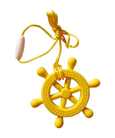 Bite ring/pacifier in a tax rudder optics sea chewing on it without BPA cord with a closure with clamping 5 colors (yellow)