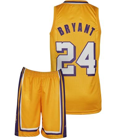 Amdrabola Lakers Kobe Bryant Kids Basketball Jersey Kit - Black & Yellow Includes Shorts (Ages 4-13) - Buy Online on GoSupps.com
