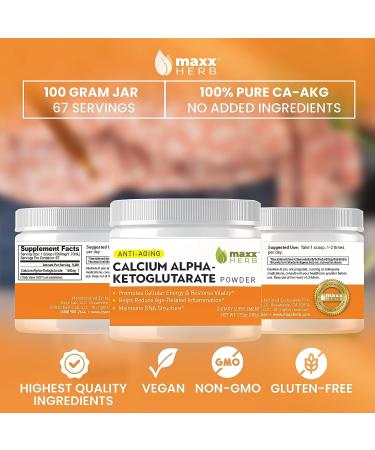 Maxx Herb Calcium AKG Powder - Energy, Vitality & Mental Focus Support - Non-GMO & Gluten Free - 100g Jar (67 Servings) - Buy Online on GoSupps.com