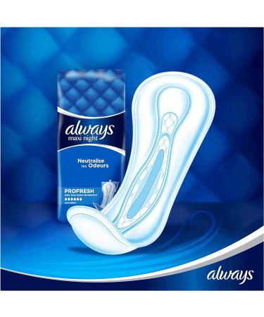 Always Maxi Night ProFresh Pads without Wings - 12 Pack | Ultimate Comfort for Overnight Protection | International Shipping Available - Buy Online on GoSupps.com
