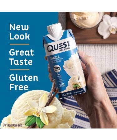 Quest Protein Shake Vanilla 11 Fl Oz 4 Count Pack of 3 and Protein Chips Chili Lime Nacho Cheese Loaded Taco Variety Pack - Buy Online on GoSupps.com