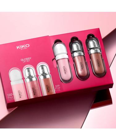 KIKO Milano Glossy Lip Set Makeup Kit: 2 Moisturizing Glosses and 1 Perfecting Lip Cream - Buy Online on GoSupps.com