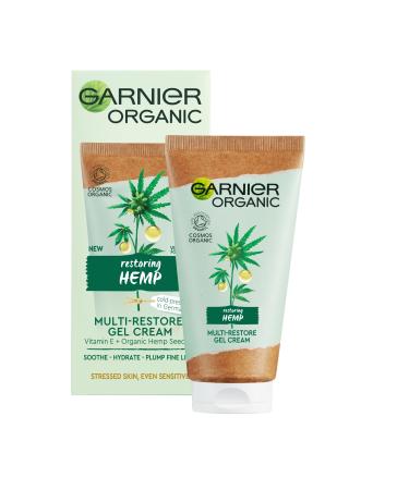 Garnier Organic Hemp Multi-Restore Gel Cream 50 ml Soothing & Hydrating Moisturiser for Stressed & Sensitive Skin Enriched with Vitamin E & Organic Hemp Seed Oil Day Cream