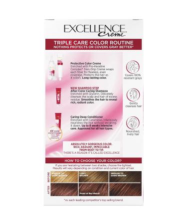 L'Oreal Paris Excellence Creme 6RB Light Reddish Brown Hair Color - Gray Coverage for Up to 8 Weeks - All Hair Types - 1 Count Pack - Buy Online on GoSupps.com