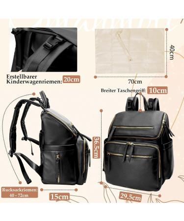 Miss Fong Baby Wrap Backpack | Multi-Functional Leather Diaper Bag with Organizer & Pram Hook - Black - Buy Online on GoSupps.com