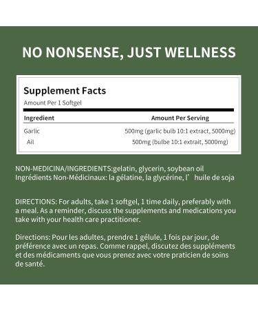 Garlic Extract 5000mg 200 Count Bottle of Softgels 5 Bottles by Total Natural Safe and Natural Cardiovascular Health Supplement for Men and Women GMP Premium Ingredients - Buy Online on GoSupps.com