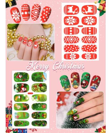Kalolary Christmas Nail Polish Stickers Kit with Nail File - 8 Sheets Self-Adhesive Wraps for DIY Nail Art - Perfect Manicure Gift for Women and Girls - Buy Online on GoSupps.com