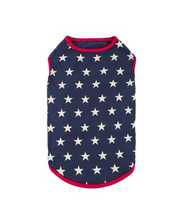 Fitwarm Patriotic Star Dog Shirt for 4th of July, Memorial Day, Independence Day, Holiday Dog Clothes for Small Dogs Boy Girl, Pet Cat Outfit, 100% Breathable Cotton, Red, Navy Blue, White, Medium Medium Blue