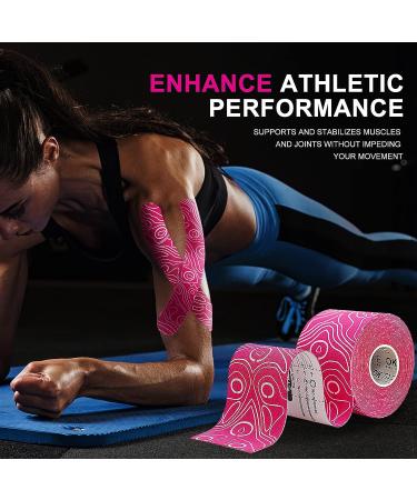 OK Tape Original Cotton Elastic Kinesiology Therapeutic Athletic Tape - 2 Long Roll Strips - Latex Free, Breathable - Pink + White - Buy Online on GoSupps.com