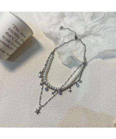 Shop Southjieling Luxurious Double-Layer Zircon-Star Trailer Necklace | Elegant Pearl Accents | Unique International Shipping - Buy Online on GoSupps.com