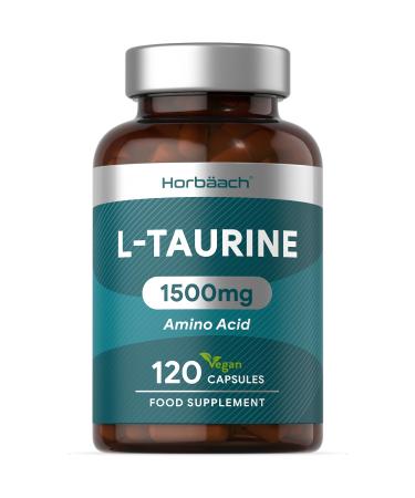 L Taurine Supplement | 1500mg | 120 Vegan Capsules | Amino Acid | by Horbaach - Buy Online on GoSupps.com