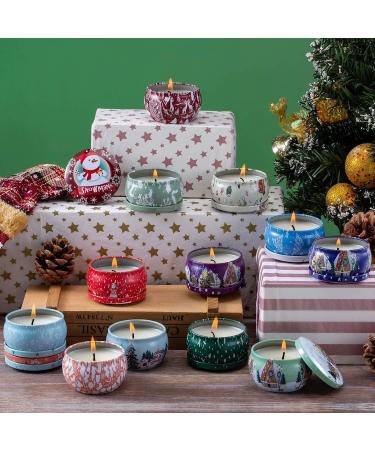 Buy Christmas Scented Soy Wax Candles - Aromatherapy & Stress Relief - Set of 12 Natural Fragrance Tin Candles for International Shipping - Buy Online on GoSupps.com