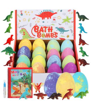 HOTLAKE Bath Bombs for Kids with Surprise Toys Inside-16 Pack Organic Dinosaur Kid Bath Bombs Gift Set Birthday Christmas or Easter Gift for Girls and Boys