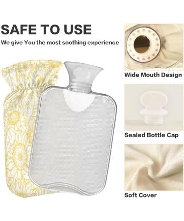 Sunflower Yellow Hot Water Bottle - 2L Fleece Cover for Warmth & Comfort | Ideal for Hot & Cold Compress | International Shipping Available - Buy Online on GoSupps.com