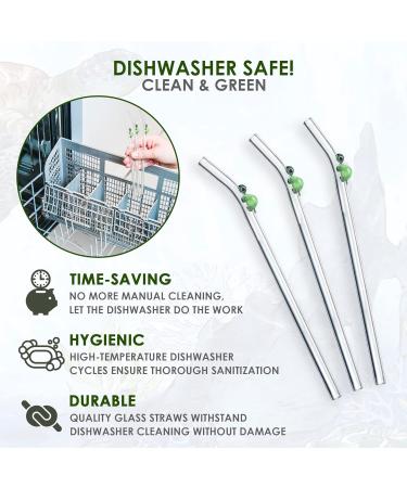 MALX 5-Pack 8.5" x 0.3" Turtle Glass Straws Set of 4 Handmade Transparent Long Straws and 1 Cleaning Brush. Suitable for Cold and hot Drinks Aesthetic Cute Straws with Charm Coquette Straws - Buy Online on GoSupps.com