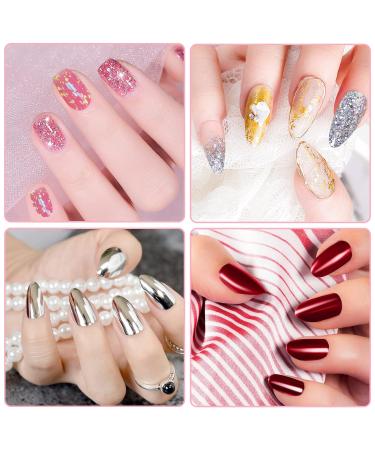 Melliex Nail Powder Set - 4 Chrome Powders 5 Glitter Nails 4 Gold Leaf & 8 Eyeshadow Brushes for DIY Nail Art & Salon Designs - International Shipping Available - Buy Online on GoSupps.com